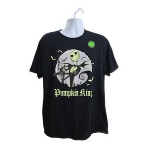 Pumpkin King Shirt Nightmare Before Christmas Jack Skellington Sz L Glow in Dark